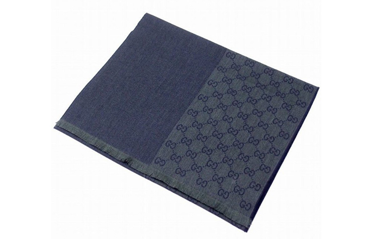 GUCCI Unisex Navy Wool Fringe Scarf 344994-4G200-1168 圖 3