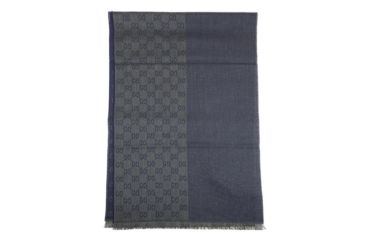 GUCCI Unisex Navy Wool Fringe Scarf 344994-4G200-1168 圖 4