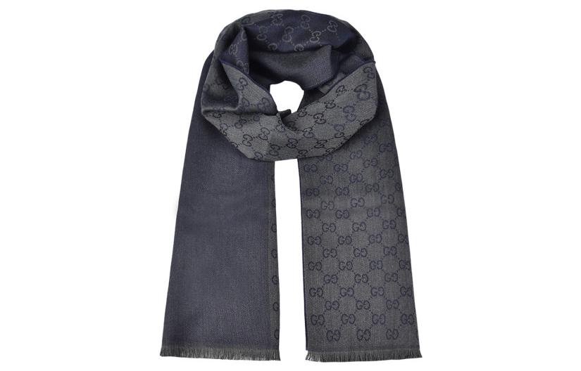 GUCCI Unisex Navy Wool Fringe Scarf 344994-4G200-1168 圖 5