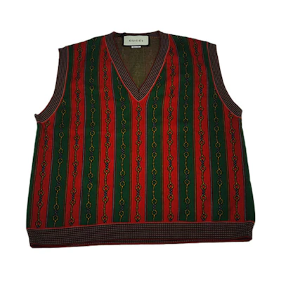 Gucci Unisex V-neck Knit Vest with Logo, Multicolor 562950-XKAKW-6527