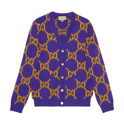 Gucci V-Neck Colorblock Cardigan Purple 764738-XKDPB-5673