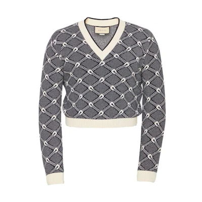 Gucci V-Neck Floral Knit Sweater - Multicolor 692884-XKCCW-1289