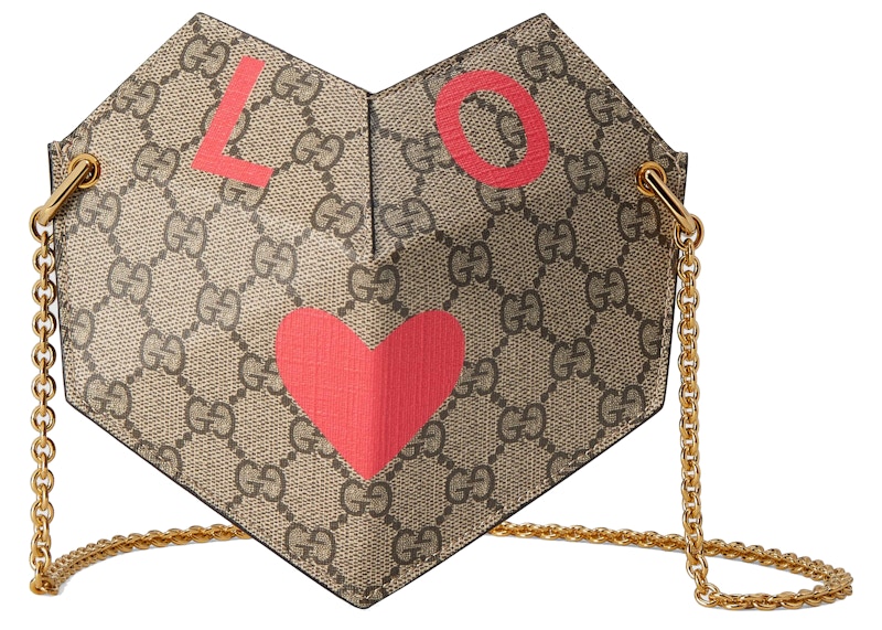 Gucci Valentine's Day Heart Bag Small GG Supreme Beige/Ebony