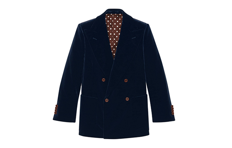 Gucci Velvet Double-Breasted Blazer Jacket for Men in Deep Blue 608631-ZADV5-4388