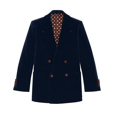 Gucci Velvet Double-Breasted Blazer Jacket for Men in Deep Blue 608631-ZADV5-4388