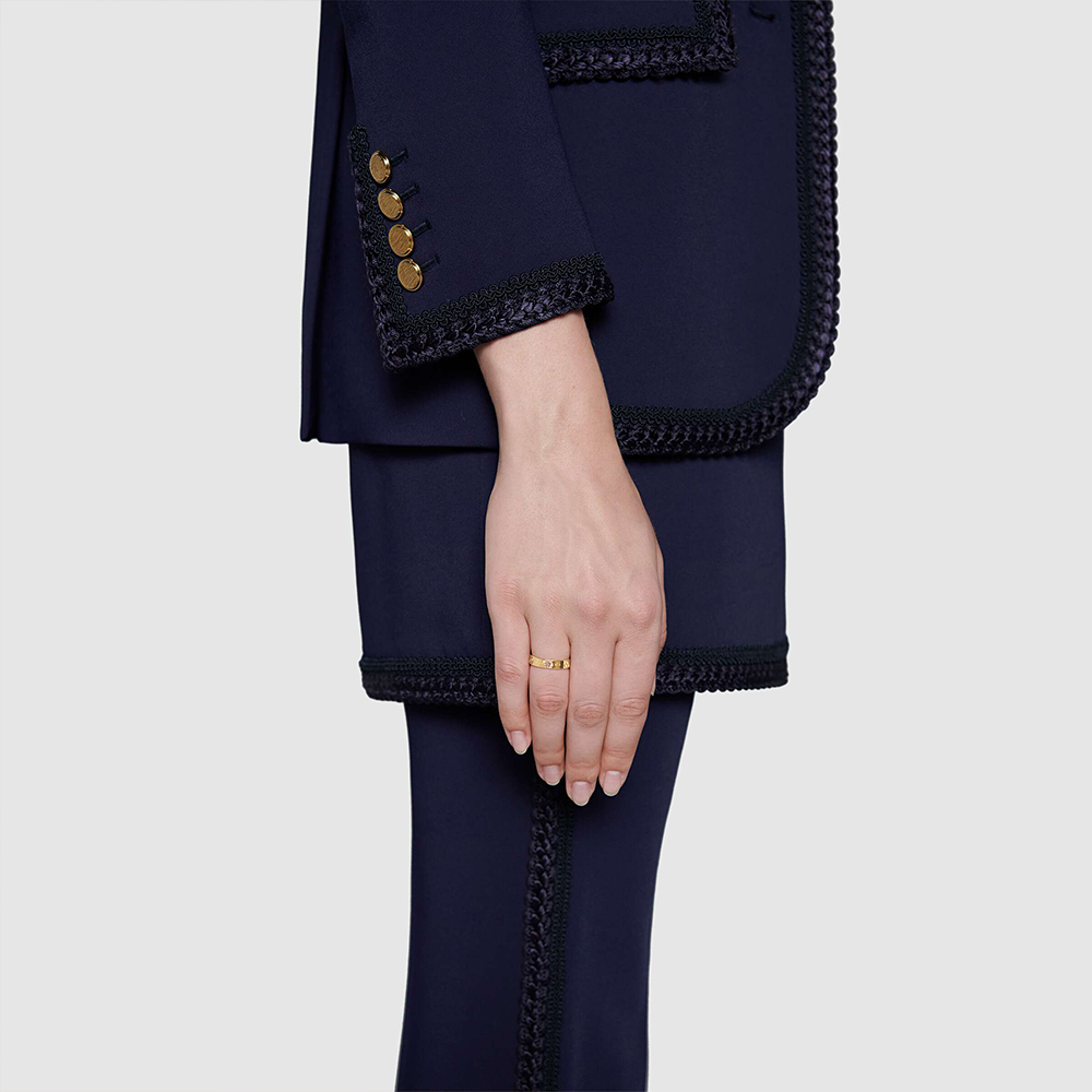 Shop GUCCI Vintage 18k Gold Ring Unisex Couple's Edition Gold with Gift Bag 607339-J8500-8000