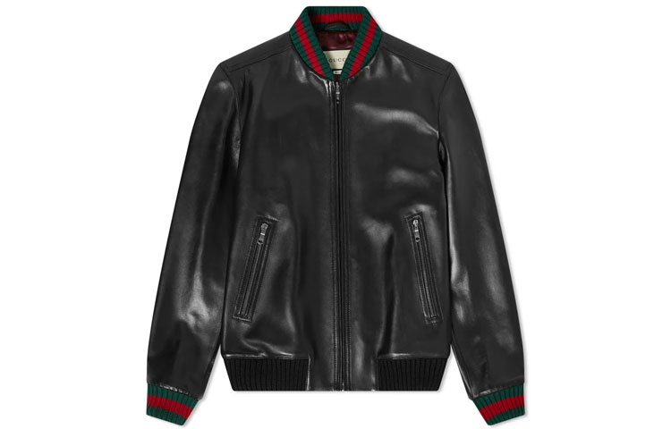 Gucci Vintage Black Leather Jacket with Zipper Long Sleeves 431343-XG206-1060