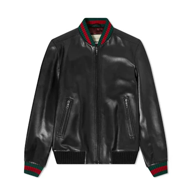 Gucci Vintage Black Leather Jacket with Zipper Long Sleeves 431343-XG206-1060