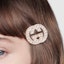 Shop GUCCI Vintage Crystal Interlocking G Hair Clip White 627917-I12GO-8516
