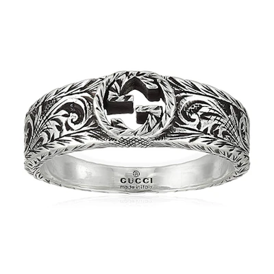 GUCCI Vintage Double G Metal Ring Silver Unisex Couple Design. 455249-J8400-0701