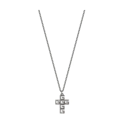 GUCCI Vintage G-Cube Cross 925 Silver Necklace for Men - Small 2.5x1.7cm YBB552395001