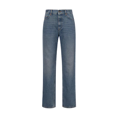 Gucci Vintage Logo Distressed Tapered Jeans Men Blue 623953-XDBBQ-4011