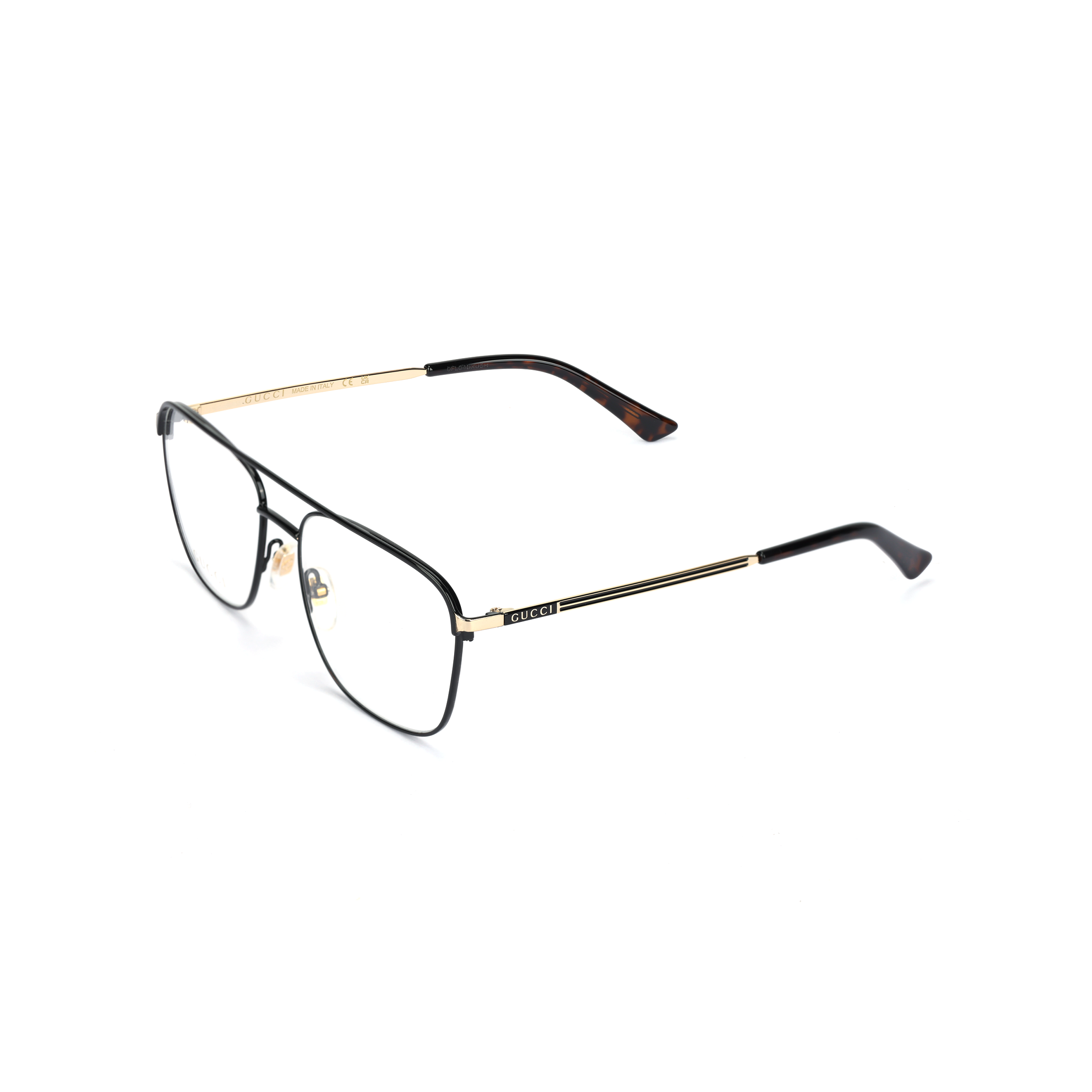 GUCCI Vintage Optical Metal Glasses Black Gold Alloy Square Frames For Men GG0833O-001
