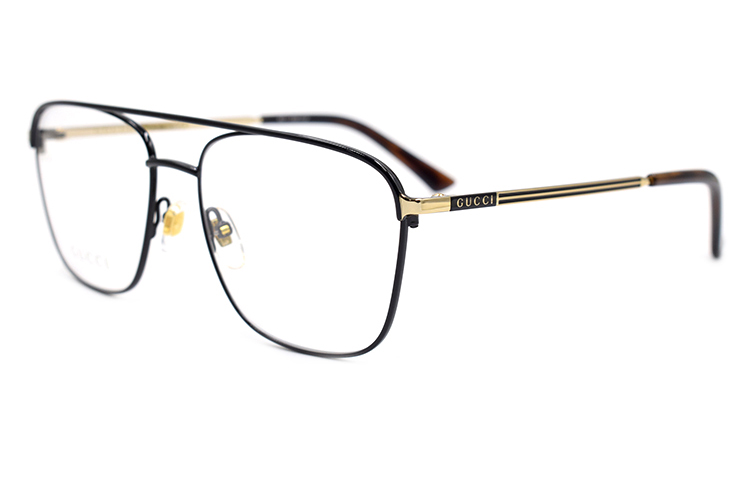 GUCCI Vintage Optical Metal Glasses Black Gold Alloy Square Frames For Men GG0833O-001 圖 2