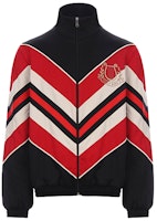 Gucci Vintage Striped Patch Oversized Jacket Men Black Red 575762-XJBBE-1315 Gucci Vintage Striped Patch Oversized Jacket Men Black Red 575762-XJBBE-1315
