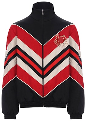 Gucci Vintage Jaket Lelaki Oversized Hitam Merah dengan Jalur Patch 575762-XJBBE-1315 Buy Gucci Vintage Jaket Lelaki Oversized Hitam Merah dengan Jalur Patch 575762-XJBBE-1315