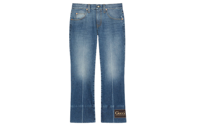 Buy Gucci 復古水洗高腰喇叭牛仔褲 藍色 624242-XDA4I-4447