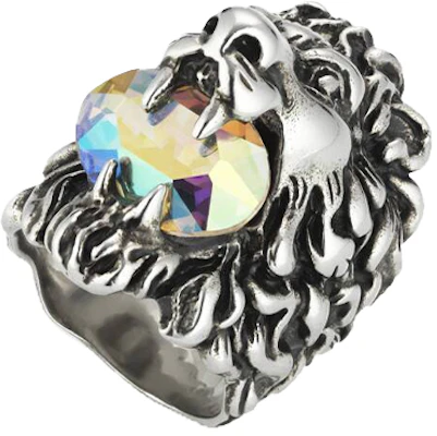 GUCCI Vintage Web Ring in Palladium-Plated with Crystal Lion Head Unisex 402763-J3F42-8162 Shop GUCCI Vintage Web Ring in Palladium-Plated with Crystal Lion Head Unisex 402763-J3F42-8162