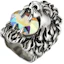 Shop GUCCI Vintage Web Ring in Palladium-Plated with Crystal Lion Head Unisex 402763-J3F42-8162