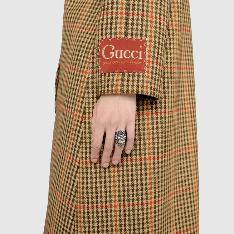 GUCCI Vintage Web Ring in Palladium-Plated with Crystal Lion Head Unisex 402763-J3F42-8162 圖 7