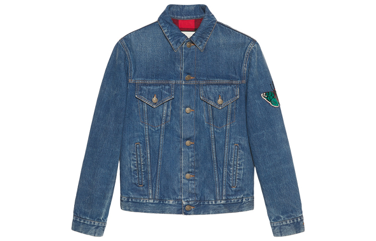 Gucci Washed Tiger Print Denim Jacket Blue 430351-XR196-4395