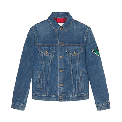 Gucci Washed Tiger Print Denim Jacket Blue 430351-XR196-4395