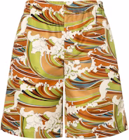 Gucci Wave Print Casual Shorts Multicolor 739583-ZAMX3-3676 Gucci Wave Print Casual Shorts Multicolor 739583-ZAMX3-3676