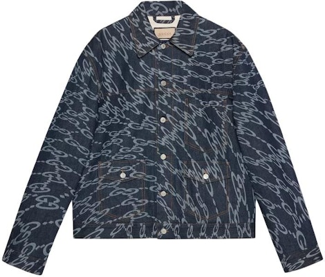 Gucci Wavy GG Laser Print Denim Jacket in Deep Blue for Men 779667-XDCWQ-4759 Buy Gucci Wavy GG Laser Print Denim Jacket in Deep Blue for Men 779667-XDCWQ-4759