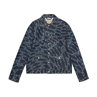 Gucci Wavy GG Laser Print Denim Jacket in Deep Blue for Men 779667-XDCWQ-4759