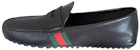 Gucci Kasut Loafer Kulit Aksen Web 'Hitam' 566294-BTRE0-1060