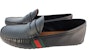 Gucci Kasut Loafer Kulit Aksen Web 'Hitam' 566294-BTRE0-1060
