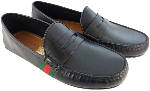 Gucci Kasut Loafer Kulit Aksen Web 'Hitam' 566294-BTRE0-1060 Lookbook Gucci Kasut Loafer Kulit Aksen Web 'Hitam' 566294-BTRE0-1060