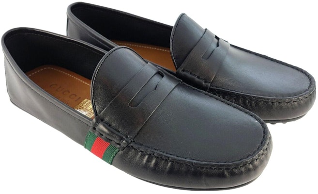 Gucci Kasut Loafer Kulit Aksen Web 'Hitam' 566294-BTRE0-1060 Lookbook Gucci Kasut Loafer Kulit Aksen Web 'Hitam' 566294-BTRE0-1060