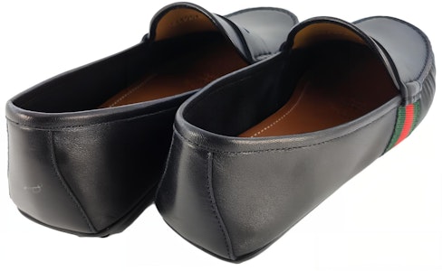 Gucci Kasut Loafer Kulit Aksen Web 'Hitam' 566294-BTRE0-1060 Shop Gucci Kasut Loafer Kulit Aksen Web 'Hitam' 566294-BTRE0-1060