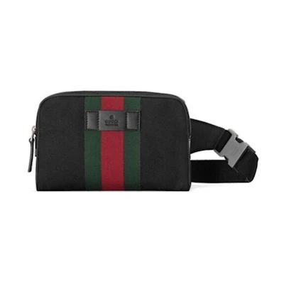 Gucci Web Belt Stripe Fanny Pack Black