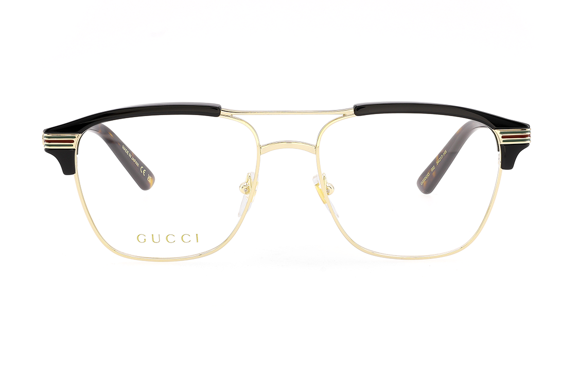 Gucci Web GG Decor Asian Pilot Optical Frames Black Gold Men GG0241O-002 圖 3