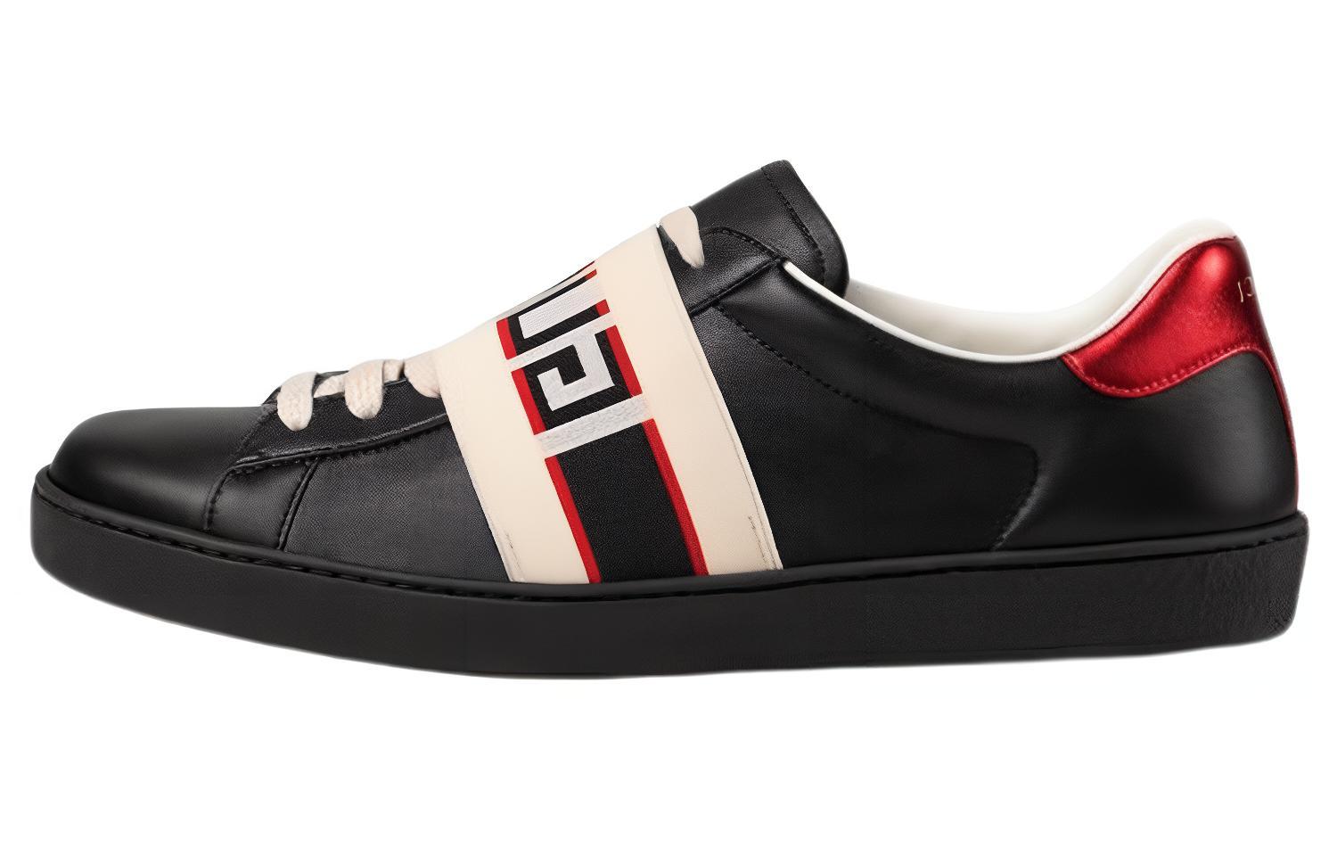 Gucci Webbing Stripe Wear-Resistant Non-Slip Low Top Casual Sports Skate Shoes Black 523469-0F1V0-1076