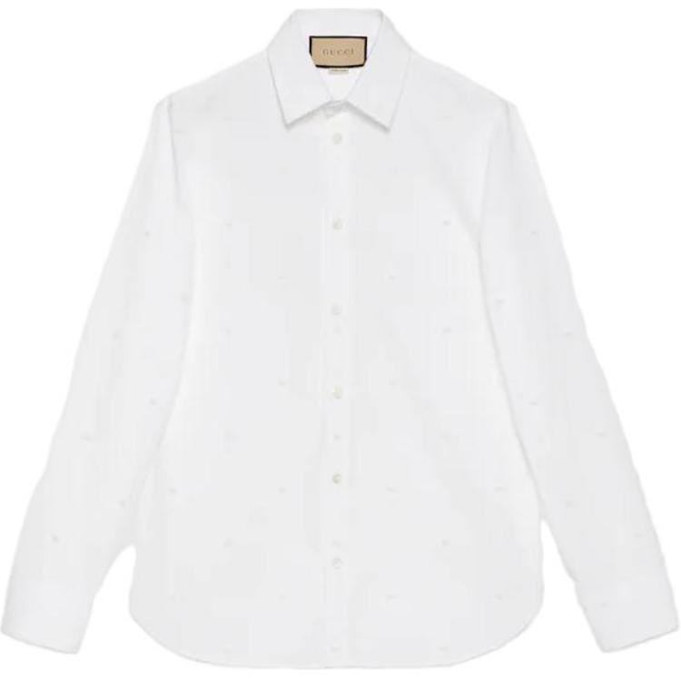 Gucci White Collared Long Sleeve Shirt FW23 751077-ZAM6G-9000