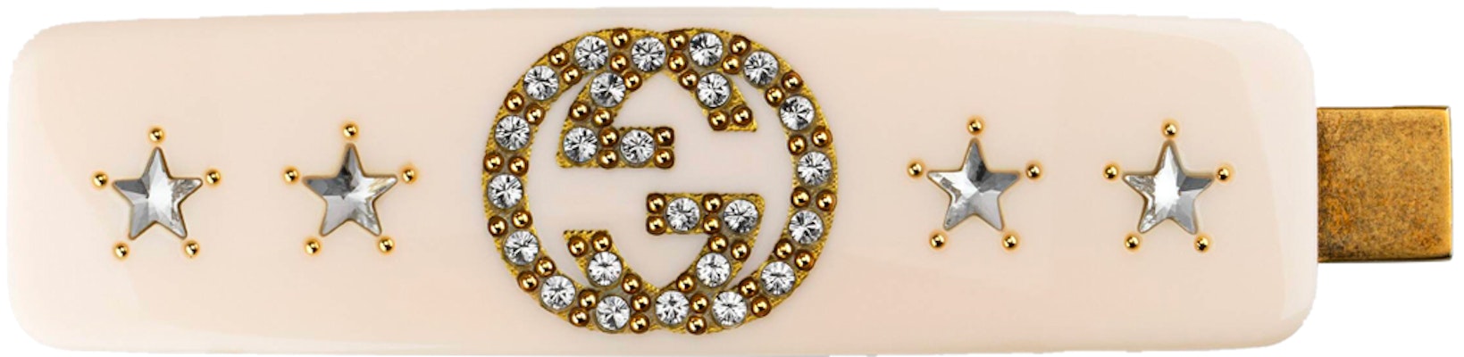 GUCCI White Crystal Double G Hair Clip with Stars Design. 630703-I4772-8588 Order GUCCI White Crystal Double G Hair Clip with Stars Design. 630703-I4772-8588