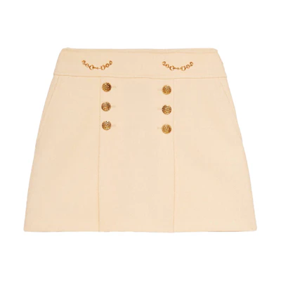 GUCCI White GG Quilted Wool A-Line Skirt 643330-ZAF5T-9205