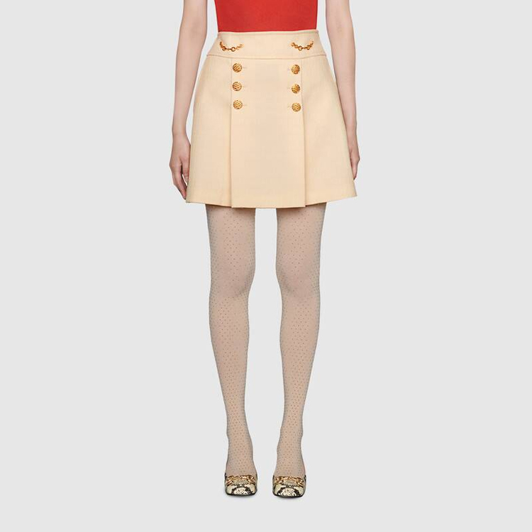 GUCCI White GG Quilted Wool A-Line Skirt 643330-ZAF5T-9205 圖 4