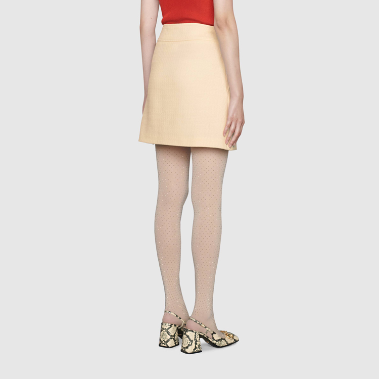 GUCCI White GG Quilted Wool A-Line Skirt 643330-ZAF5T-9205 圖 5