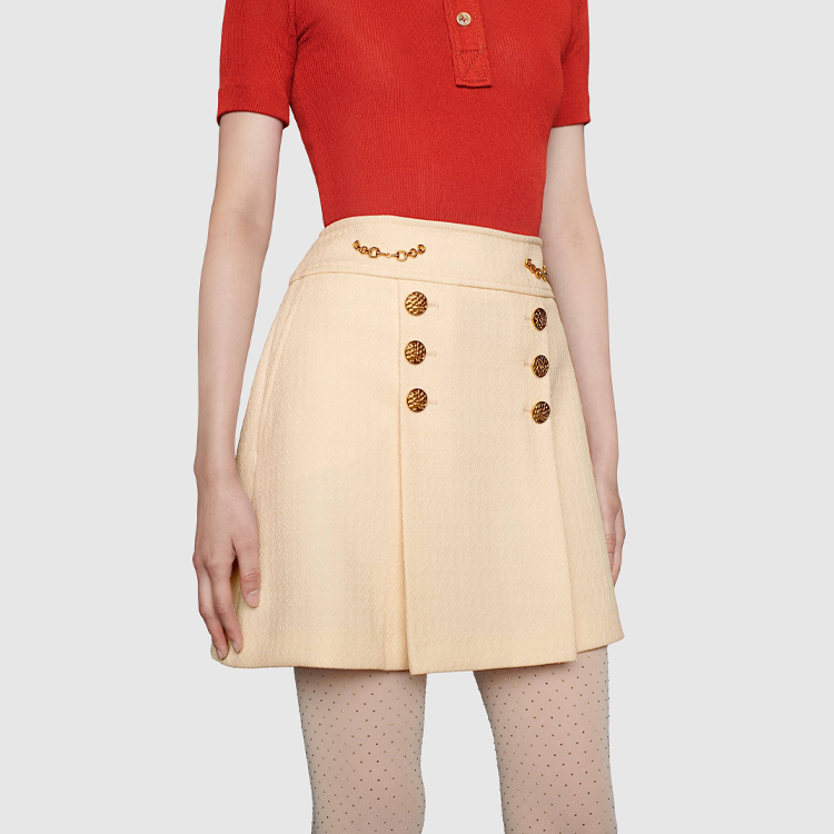 GUCCI White GG Quilted Wool A-Line Skirt 643330-ZAF5T-9205 圖 6