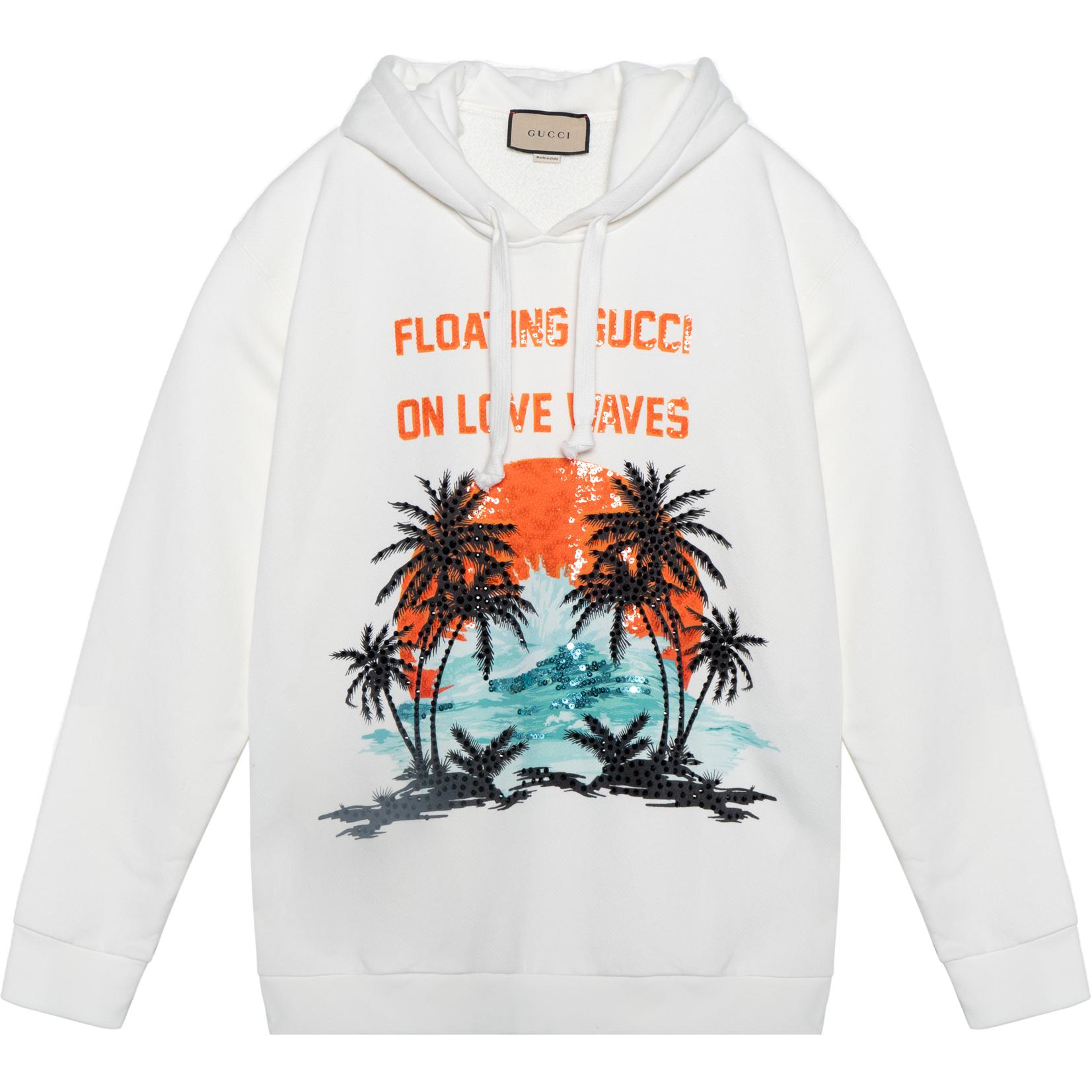 Gucci White Letter Scenery Print Hoodie 615061-XJEHJ-9088