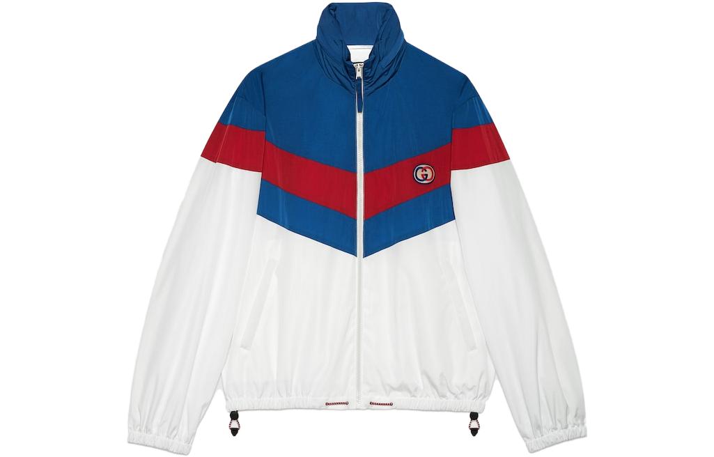 Gucci White Logo Appliqué Zip-Up Jacket FW23 Pre-Fall Collection 742815-ZAN7X-9198