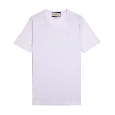 Gucci White Logo Print Crewneck Slim Straight T-Shirt for Men 441685-X3A80-9000