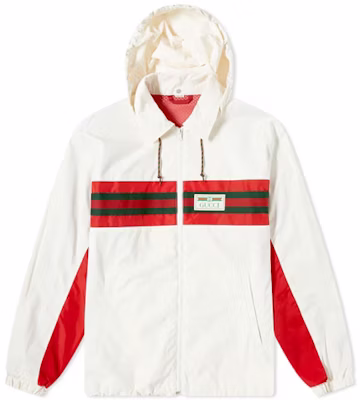 Jaket Hoodie Track Gucci Putih Nylon dengan Garis Striped 599935-XDA0X-9061 Order Jaket Hoodie Track Gucci Putih Nylon dengan Garis Striped 599935-XDA0X-9061