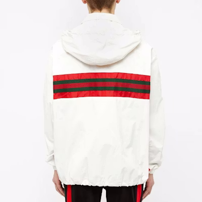Jaket Hoodie Track Gucci Putih Nylon dengan Garis Striped 599935-XDA0X-9061 Purchase Jaket Hoodie Track Gucci Putih Nylon dengan Garis Striped 599935-XDA0X-9061