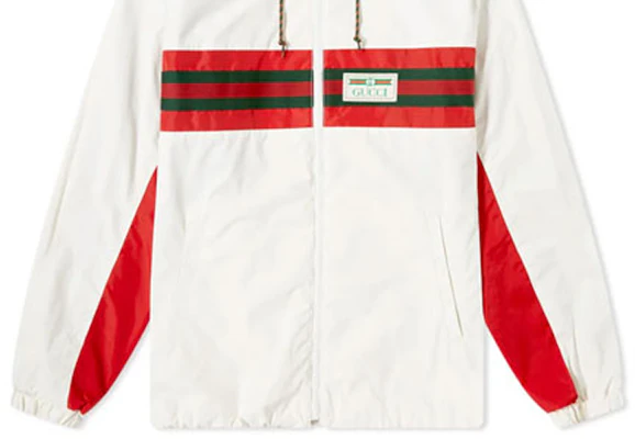 Jaket Hoodie Track Gucci Putih Nylon dengan Garis Striped 599935-XDA0X-9061 Sizing Jaket Hoodie Track Gucci Putih Nylon dengan Garis Striped 599935-XDA0X-9061