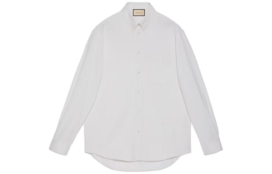 Gucci White Plain Button-Down Shirt 2023 Pre-Fall Collection 742711-ZANVH-9002